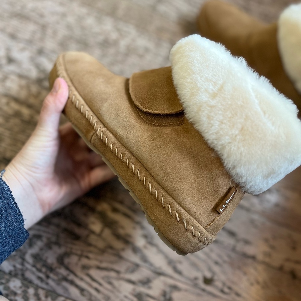 L.L. Bean Cream Fur Trim boots